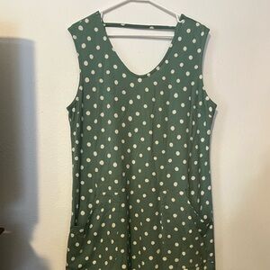 Polka Dot Sleeveless Green Dress